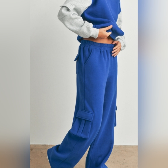 #058B 🛑S NEW! CHIC TRENDY Patched Pocket Sleeve Contrast Sweatshirts - Picture 9 of 12